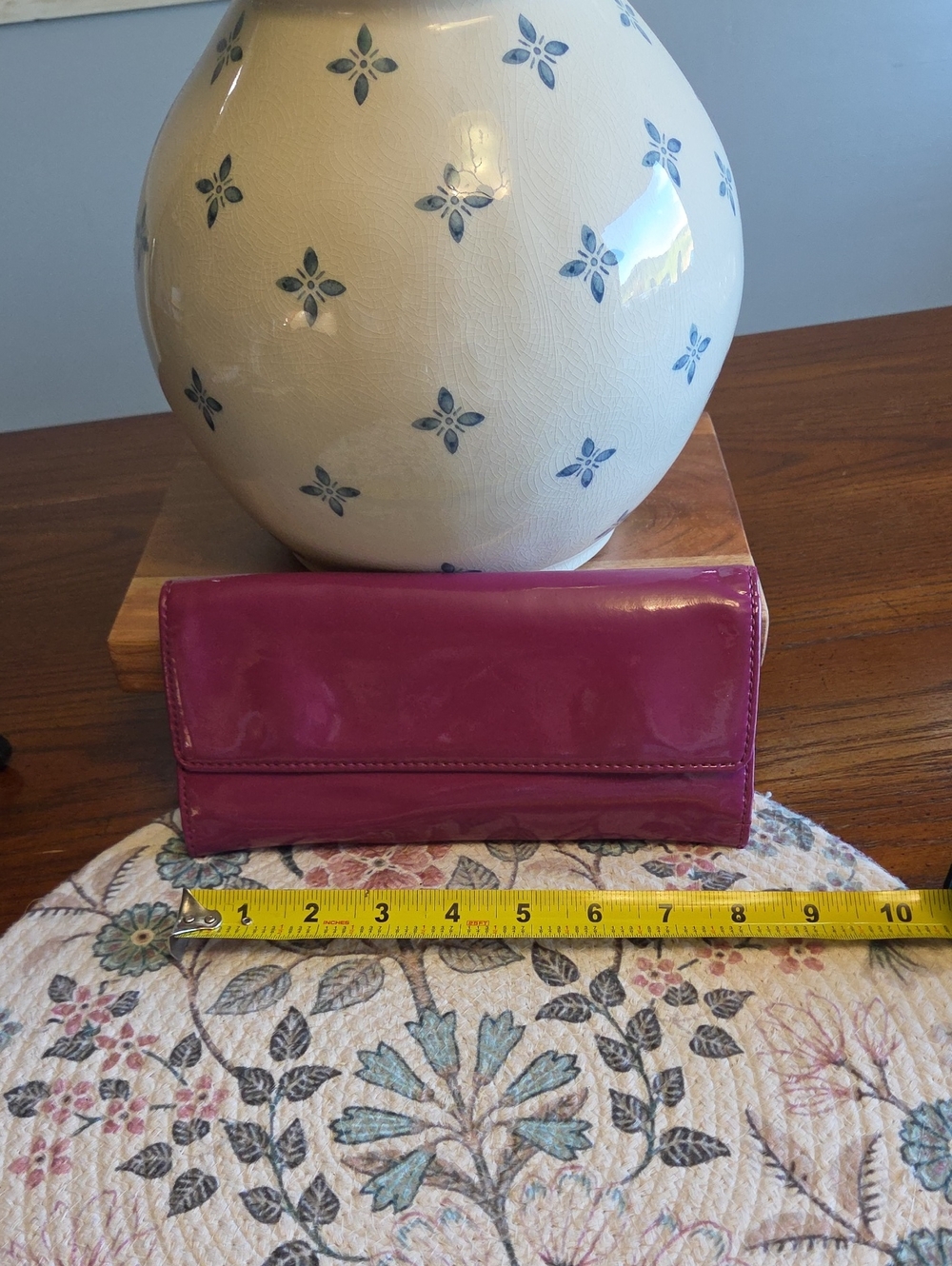 HOBO Patent Leather Wallet Clutch - Magenta Pink